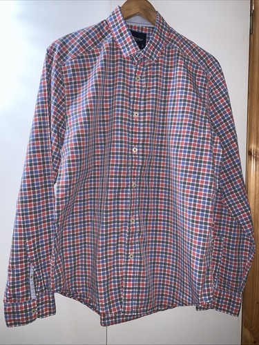Springfield Mens Shirt Size Large Orange Red Check Long Sleeved - 第 1/13 張圖片