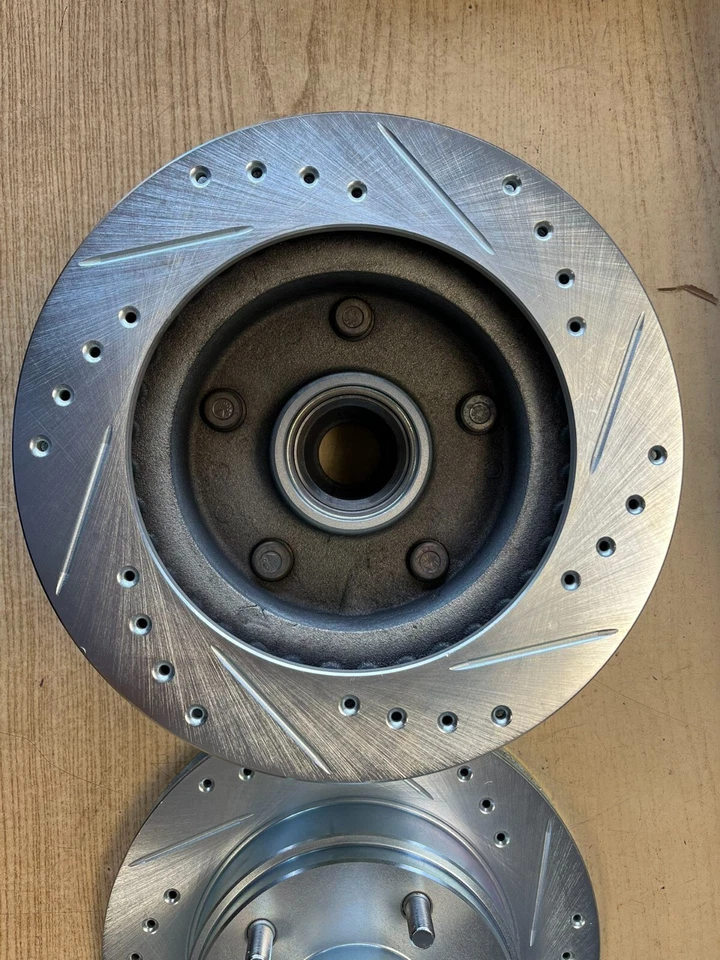 Ford F100 73-83, F150 75-93 RWD Front Drill Slot Rotors Ceramic Brake Pads - Image 3 of 4