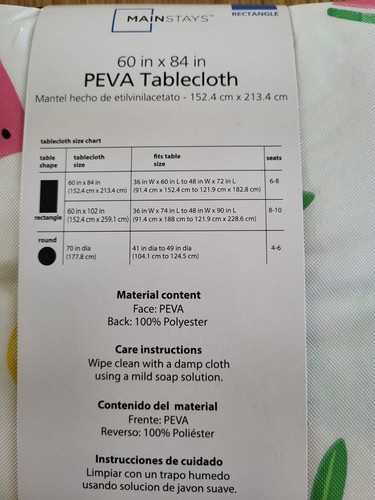 Pineapple Watermelon PEVA Vinyl Tablecloth 60 x 84" 60"x102" Rectangle 70" Round - Picture 12 of 12