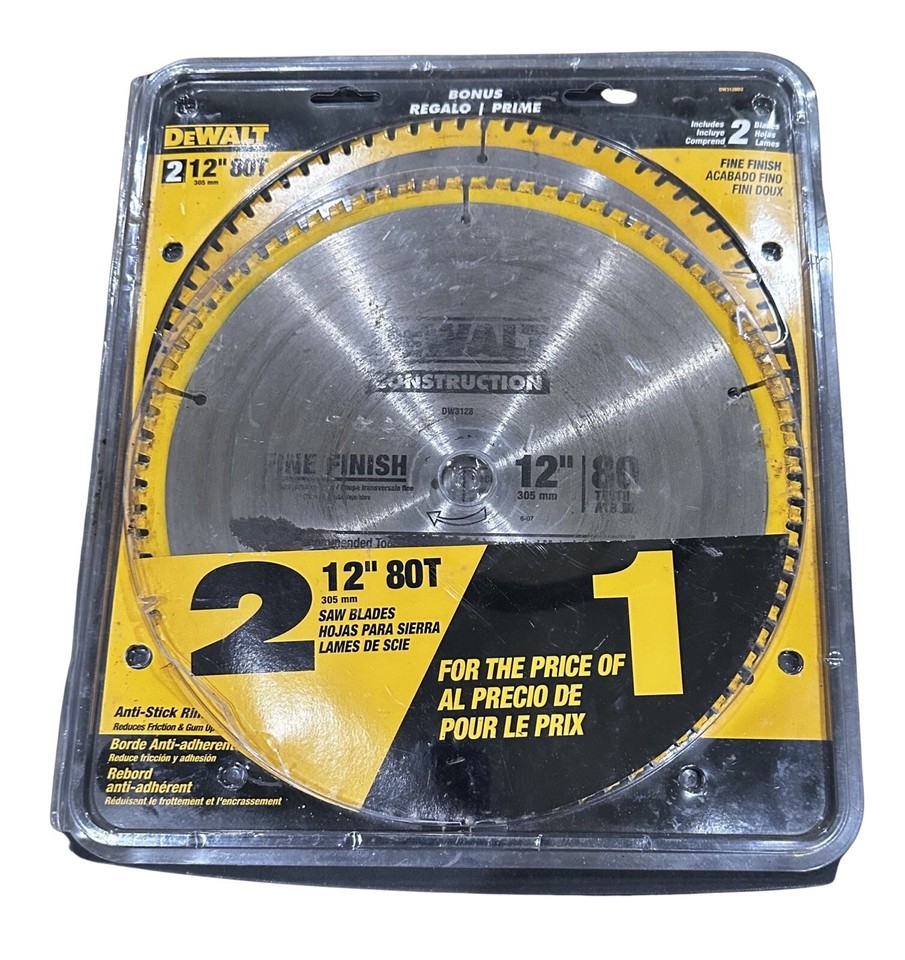 NEW DeWalt DW3128P5 12 in. 32Teeth and 80Teeth Miter Saw Blade (2