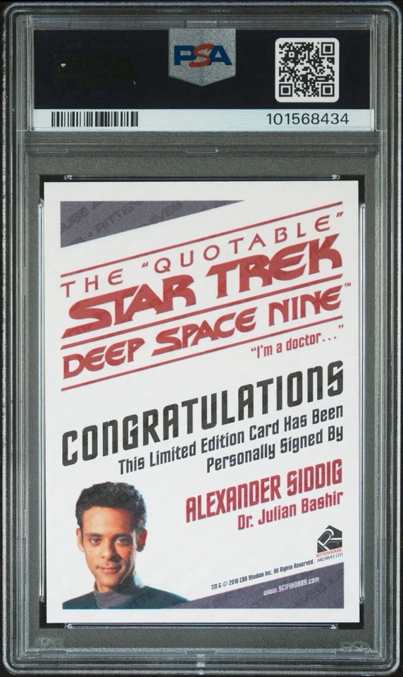 StarTrek Inflexions Alexander Siddig Dr Bashir Autograph Card PSA 10 Gem Mint - Image 2 of 2