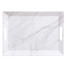 Better Homes & Gardens- Marble Print Rectangle Melamine Handled Tray Food Tray