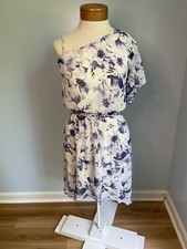 Purple Floral Dress One Shoulder Hi Low Hem Size Medium Style  CH60131-HGD