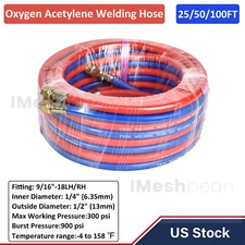 25/50/100 FT Oxygen Acetylene Hose 1/4 Inch Twin Welding Hose Cutting Torch Hose