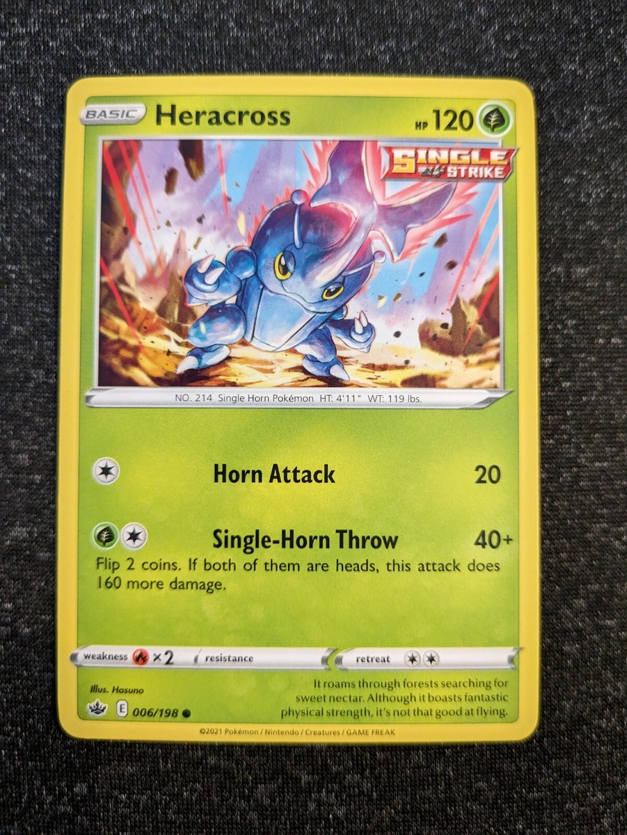 heracross single strike pokemon card value Heracross (Single Strike) 006/198- Chilling Reign- Regular Common- LP
