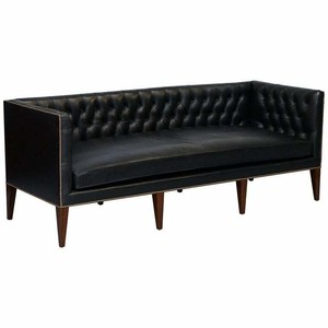 New Rrp 19 255 George Smith Black Leather Chesterfield 4 Seat Leather Sofa Ebay