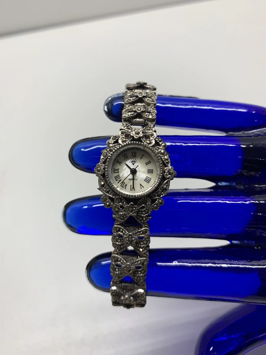 Vintage Marcasite Deco Quartz 925 Sterling Silver Watch Japan eBay