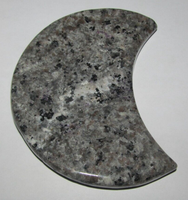 Black White Gray Granite Polished 3/4 Moon Stone Healing