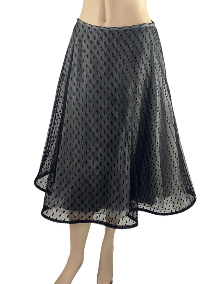 LAFAYETTE 148 NEW YORK Black Silk & Nylon Layered Flare  Skirt  Sz. 4 - Image 2 of 4