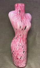 Art Glass Female Torso Vase Figurine Pink Bust 17” Murano Style Beautiful Color