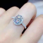 2Ct Oval Lab-Created Moissanite Halo Engagement Ring 14K White Gold Plated