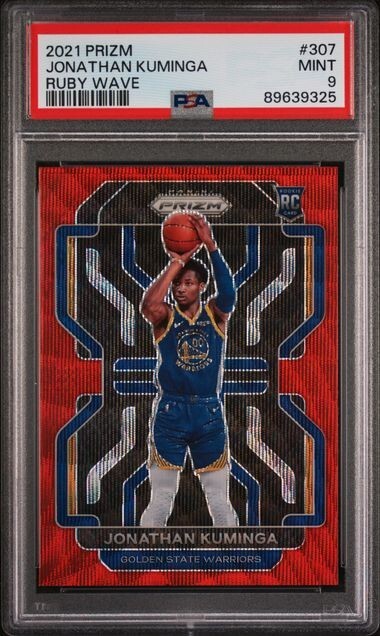 2021-22 Panini Prizm #307 Jonathan Kuminga Ruby Wave RC PSA 9 MINT Rookie