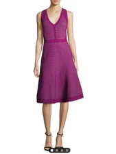 $1695 Narciso Rodriguez Women's Block Grid Flared Dress Purple size 46