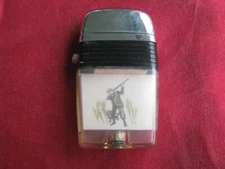 Vintage Scripto VU Lighter Depicting a Man and Dog Hunting