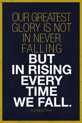 Confucius Our Greatest Glory In Not In Never Falling Blue Gold Poster 24x36