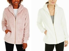 Ideology Women's Quilted Fleece Jacket Shimmer Pink, Coconut Milk S, M, L