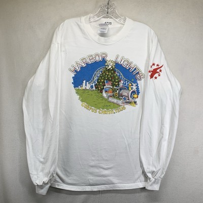 Vintage Christmas T Shirt Large Harbor Lights Corpus Christi Texas Long Sleeve