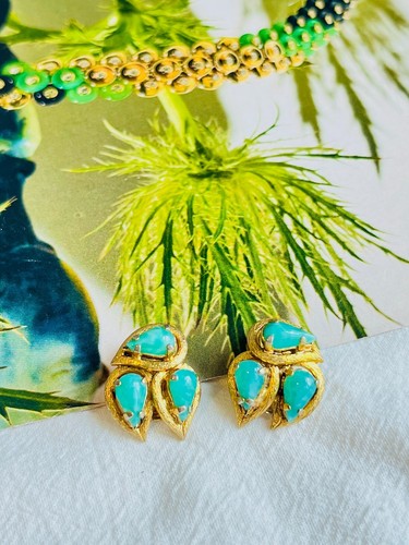 Christian Dior 1965 Vintage Emerald Jade Green Trio Water Tear Drops Earrings