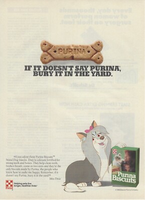 1990 Purina Dog Biscuits Pet Food Miss Dixie vintage print ad 90's advertisement