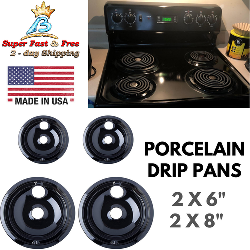 Range Drip Pans Replacement For GE Hotpoint Kenmore 2pcs 6" 2pcs 8