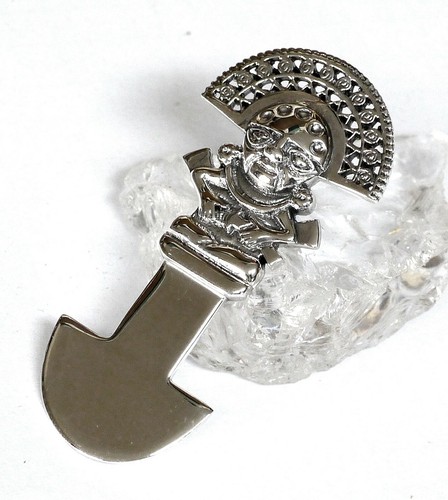 925 Silber Inka Ritualmesser Schutz Amulett TUMI Äskulap Heiler Magie Gesundheit - Bild 4 von 6