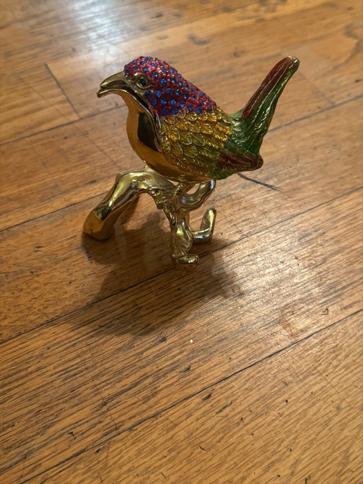 VINTAGE ATTWOOD & SAWYER CRYSTAL/ENAMEL GOLD PLATED ROBIN/BIRD BROOCH