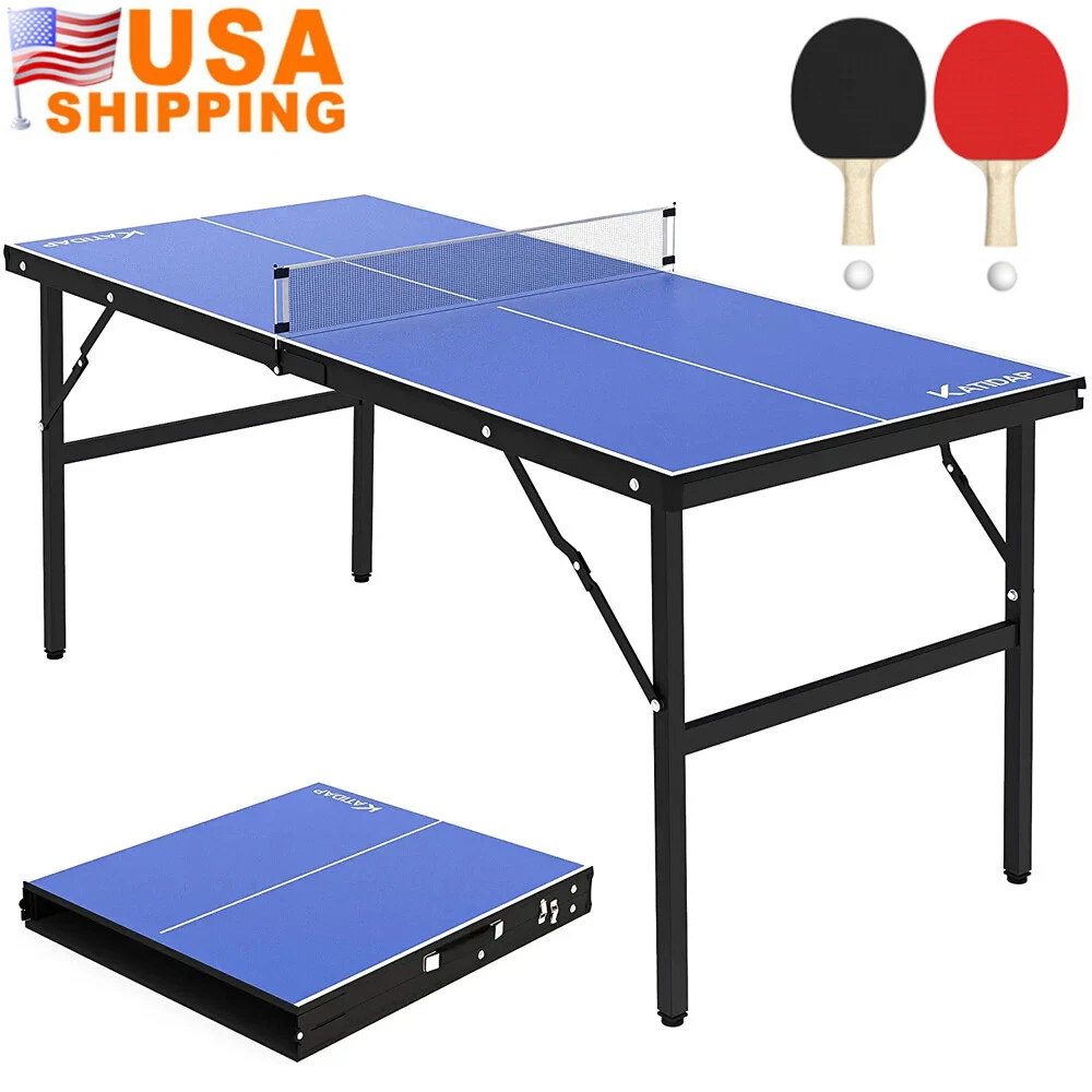 Portable Indoor Outdoor Tennis Table Foldable Ping Pong Table 2 Paddles 2 Balls eBay