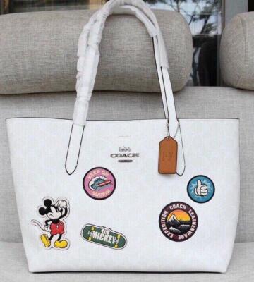 COACH×Disney ミッキーマウス トートバッグ ホワイト レザー A4 Coach