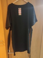 Womens Boohoo Black Shift Dress Tie Back Belt UK Size 12 - New with tags!