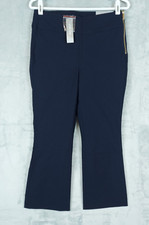 Chico s 0 Women Sz 4 So Slimming Ava Cropped Flare Navy Blue Elastic Zip NWT