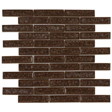 Brown Crackle Glass Mosaic Tile Brick Joint Pattern Kitchen Shower Backsplash