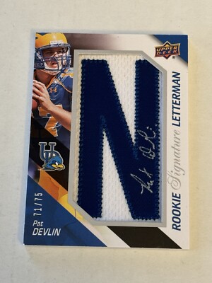 Pat Devlin 2011 Upper Deck Rookie Signature Letterman N Auto Patch /75 Blue Hens