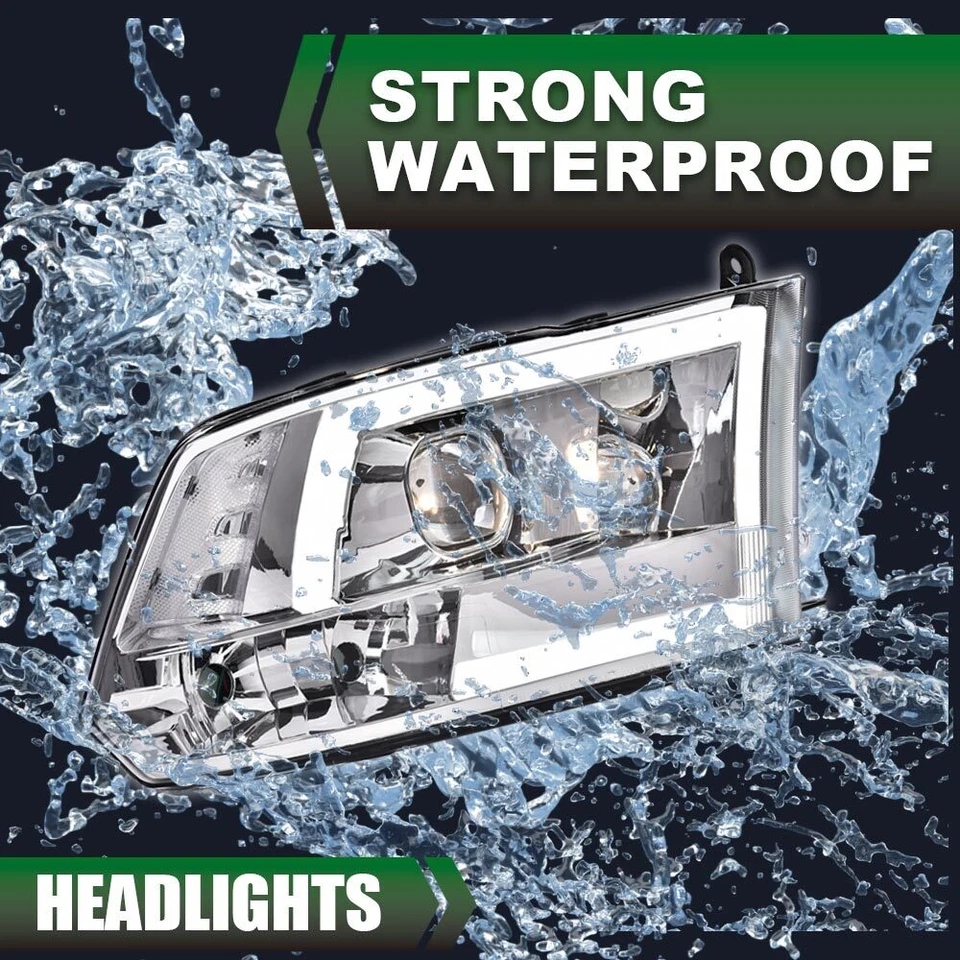 Faros proyectores LED DRL cromados aptos para Dodge Ram 1500 2500 3500 2009-2018 Foto 4 de 4