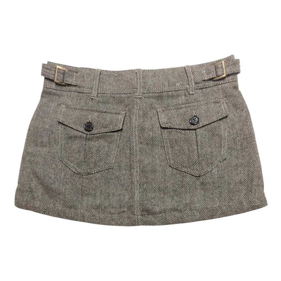 Minifalda de Colección Y2K Mudd Jeans Tweed Lana Espiga Talla 7 Dark Academia Foto 2 de 4