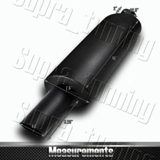 3" Slant Tip Black T-304 Universal Racing Weld On Exhaust Muffler 2.5" Inlet