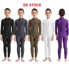 DE M&auml;dchen Ballett Tanz Trikot Jumpsuit Lange &Auml;rmel Rei&szlig;verschluss Unitard