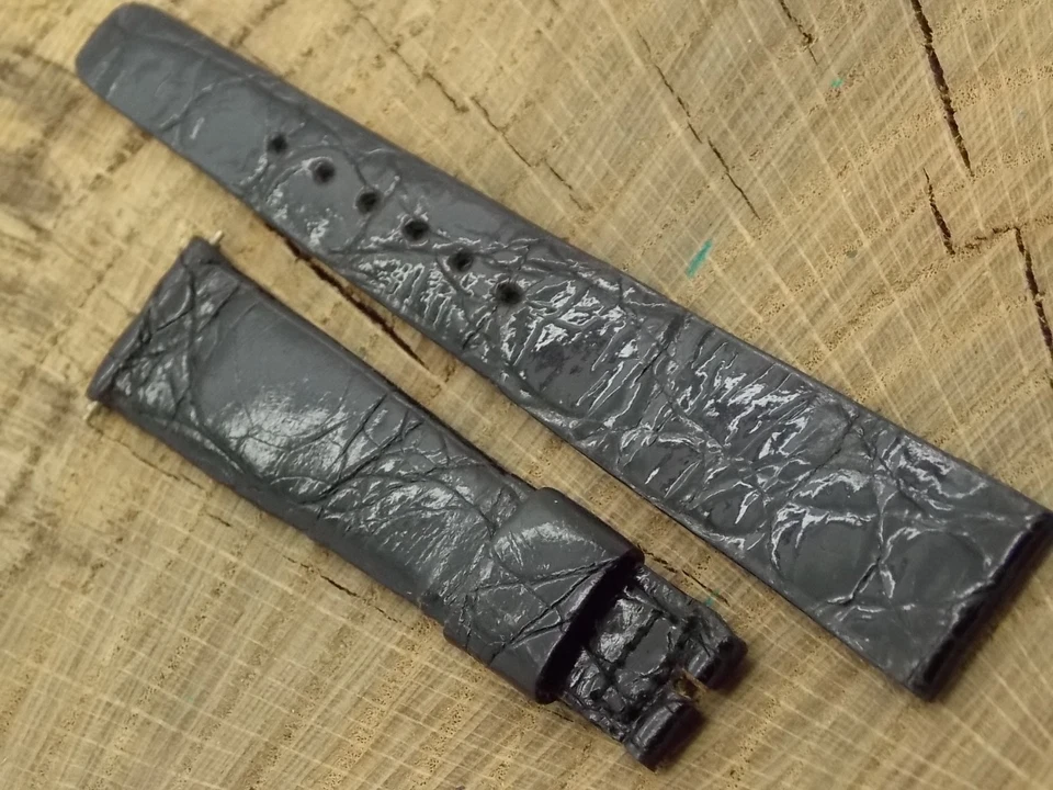 Correa de reloj vintage de cuero genuino negro sin usar 18 mm sin hebilla Benrus caballeros nueva de stock Foto 2 de 3