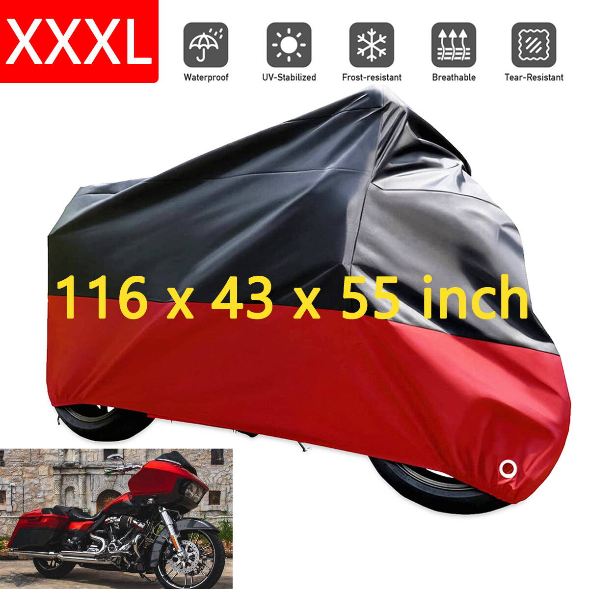 XXXL Waterproof Motorcycle Cover For Harley Davidson Road Street