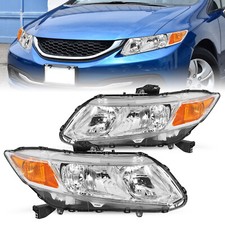 For 2012-2015 Honda Civic Sedan 12-13 Coupe Chrome Amber Headlights Pair