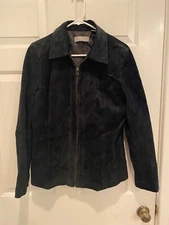 LIZ CLAIBORNE NY Suede Zip Front Jacket BLACK Sz 12