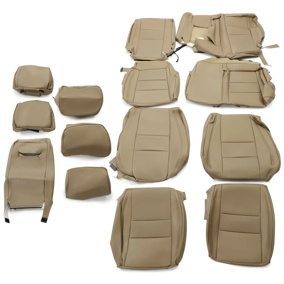 Juego completo de cojines de 5 asientos beige delanteros y traseros para Jeep Grand Cherokee 2011-19 Foto 4 de 4