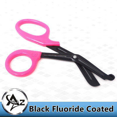 Trauma Shears 7.25'' Black Fluoride Coated Blades Paramedic EMT Scissors Orange