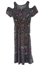 SO Girls Size 10 Dress Cold Shoulder Butterflies 065