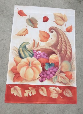 FLA1 Vtg Autumn Fall Pumpkins Cornucopia Outdoor House Garden Flag 36'' x 24'' 
