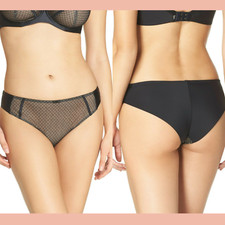 NWT 43 Panache Ruby Brazilian Briefs in Black/ Nude SZ XL  H339