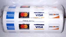 Credit Card Logo Labels / Stickers - Roll of 500 - AMEX, MC, Visa, Discover  New