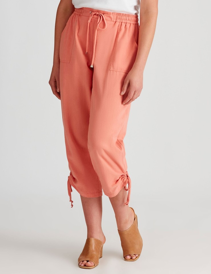 Womens Pants Pink Summer Cropped Cotton Casual Fashion Trousers