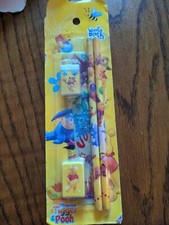 Winnie the Pooh Stationary Set 5 Pcs Pencils Ruler Free TrackingUS Seller New