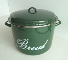 Vintage "Judge" Large Round Green Enamel Bread Bin - V.G.C.