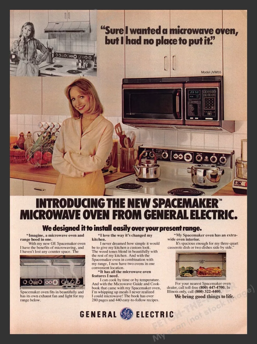 General Electric Spacemaker Model JVM55 Microwave 1980s Print Advertisement Ad